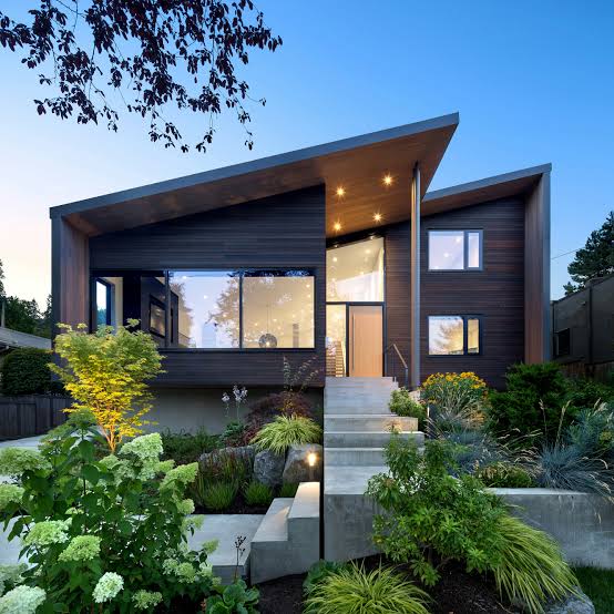 Family home with a front lawn
